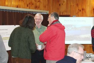 Mayor Ron Higgins and planner Joe Gallivan fielded numerous questions about the Official Plan at an open house in Ompah. Photo/Craig Bakay